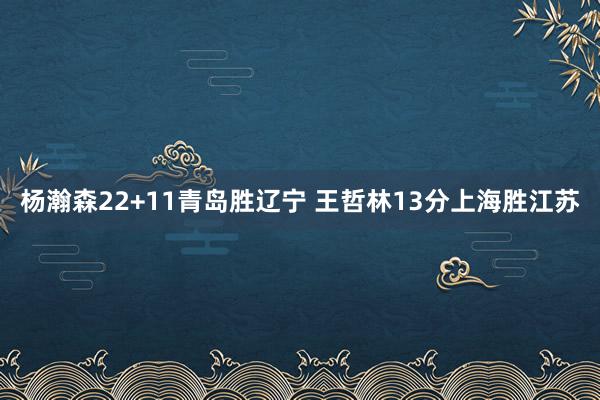 杨瀚森22+11青岛胜辽宁 王哲林13分上海胜江苏