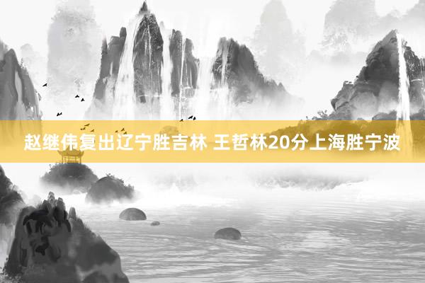 赵继伟复出辽宁胜吉林 王哲林20分上海胜宁波
