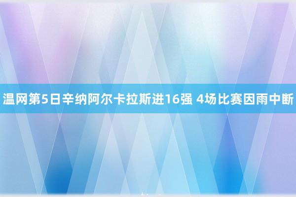 温网第5日辛纳阿尔卡拉斯进16强 4场比赛因雨中断