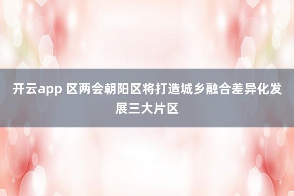 开云app 区两会朝阳区将打造城乡融合差异化发展三大片区
