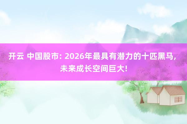 开云 中国股市: 2026年最具有潜力的十匹黑马, 未来成长空间巨大!