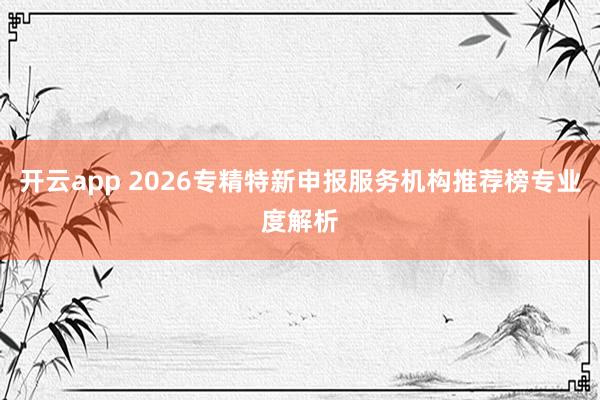 开云app 2026专精特新申报服务机构推荐榜专业度解析