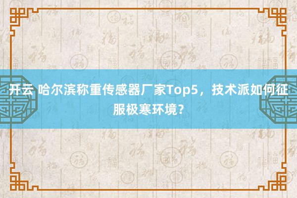 开云 哈尔滨称重传感器厂家Top5，技术派如何征服极寒环境？