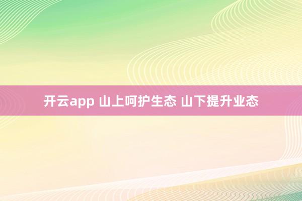 开云app 山上呵护生态 山下提升业态