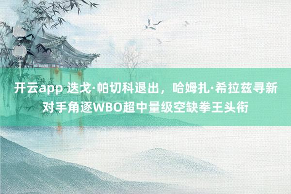 开云app 迭戈·帕切科退出，哈姆扎·希拉兹寻新对手角逐WBO超中量级空缺拳王头衔