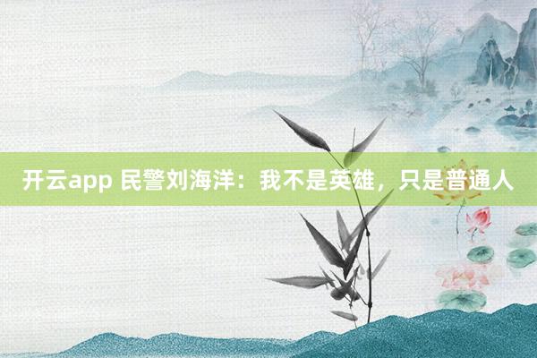 开云app 民警刘海洋：我不是英雄，只是普通人