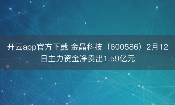 开云app官方下载 金晶科技（600586）2月12日主力资金净卖出1.59亿元