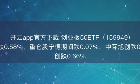 开云app官方下载 创业板50ETF(159949)开盘跌0.58%,重仓股宁德期间跌0.07%,中际旭创跌0.66%