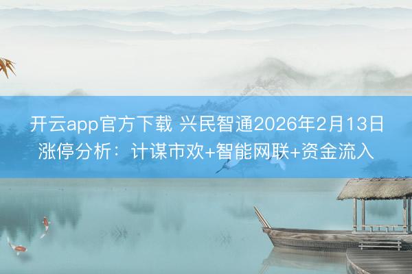开云app官方下载 兴民智通2026年2月13日涨停分析：计谋市欢+智能网联+资金流入